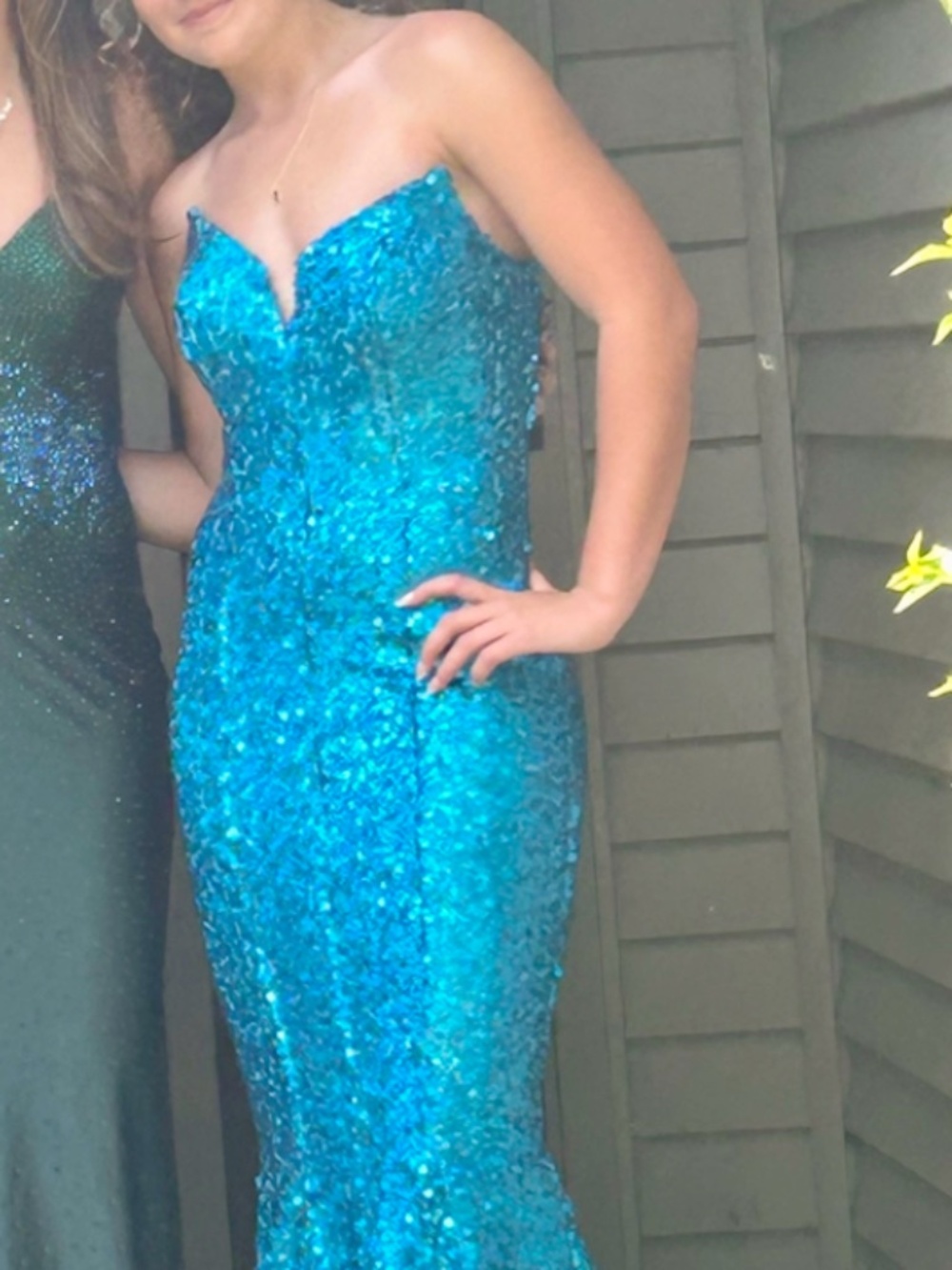 Portia and Scarlett Vibrant Blue Sequin Gown - Picture 8 of 9